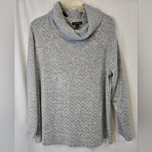 Sparkly Gray Silver Sweater Lane Bryant Cowl-neck Holiday Party